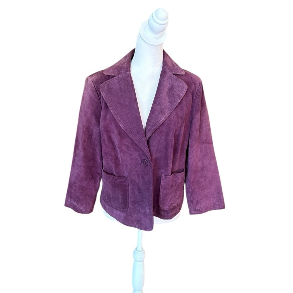 Clothes By Revue Purple Leather Suede Jacket Womens Size Large